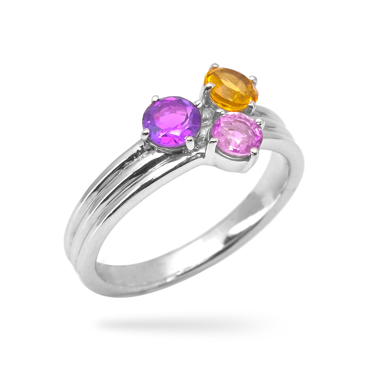 Bague amethyste, citrine argent Sylviana